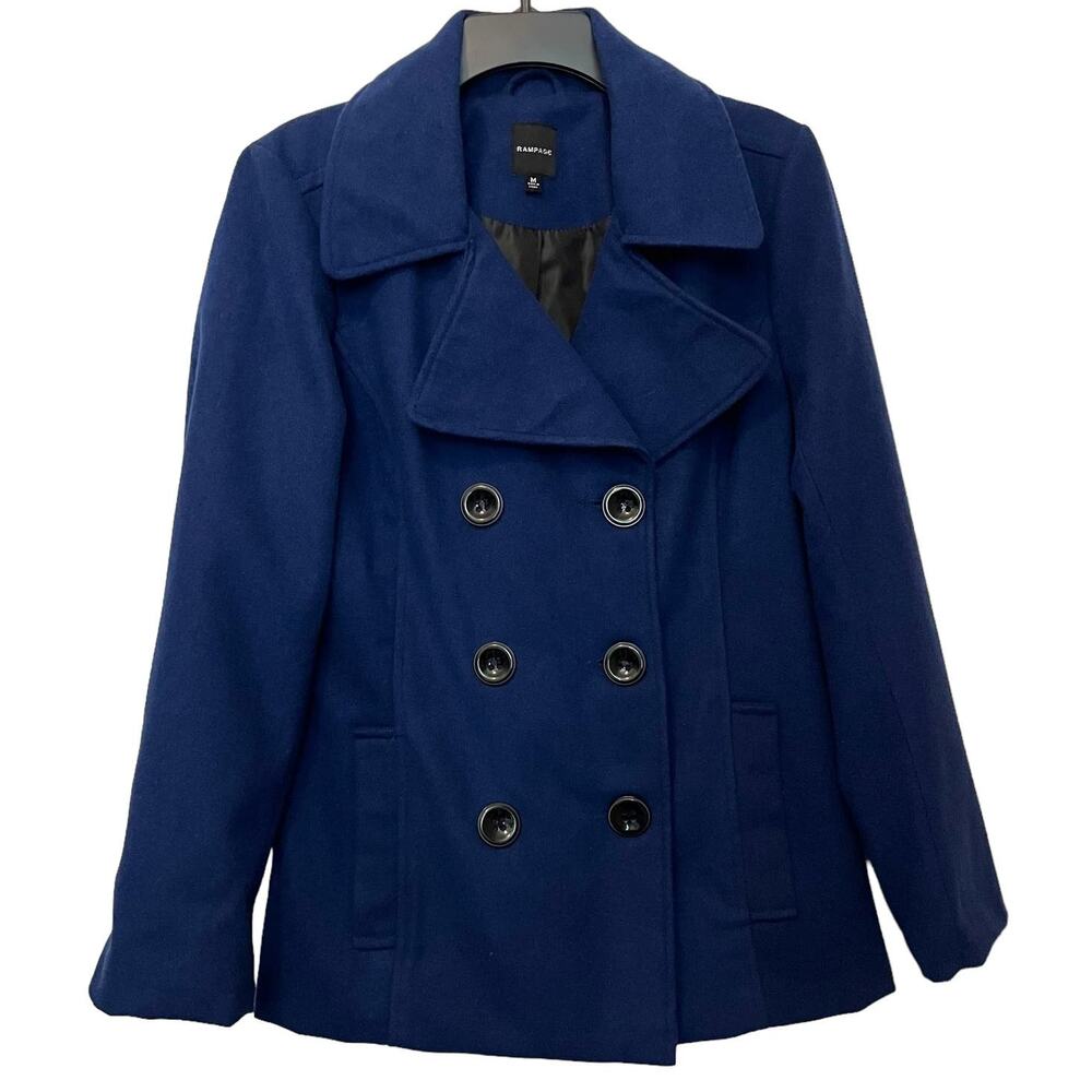 Rampage Double Breasted Coat Blue Womens Medium